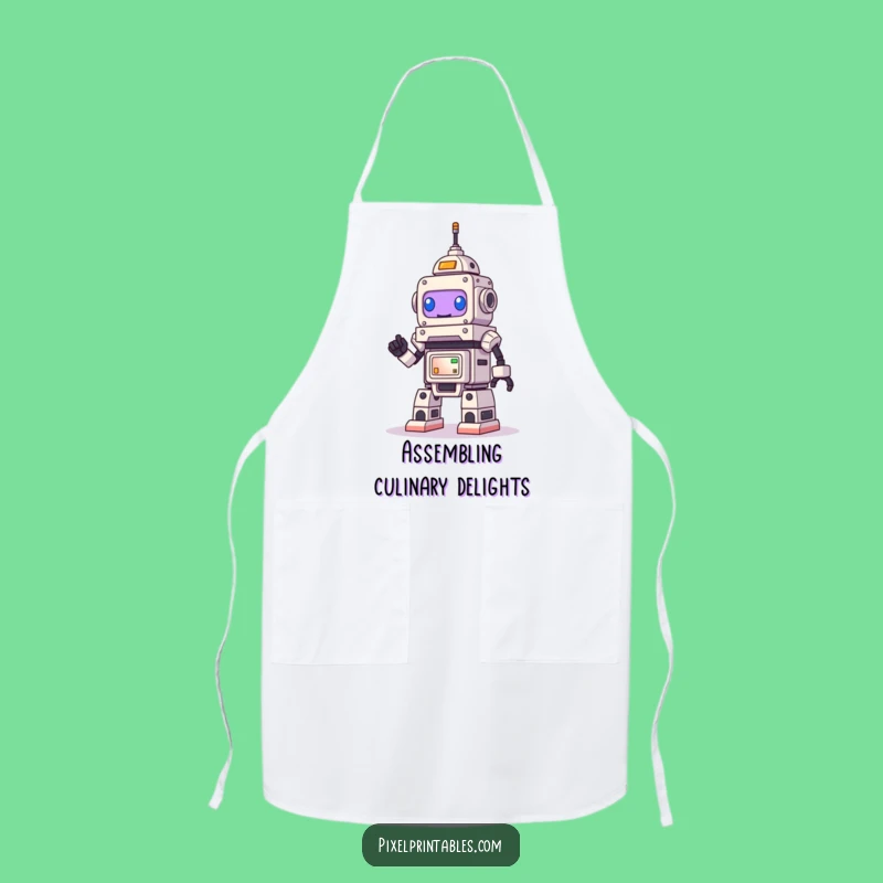 Funny Robot Kitchen Apron: Cook Up Creations with Geeky Style!
