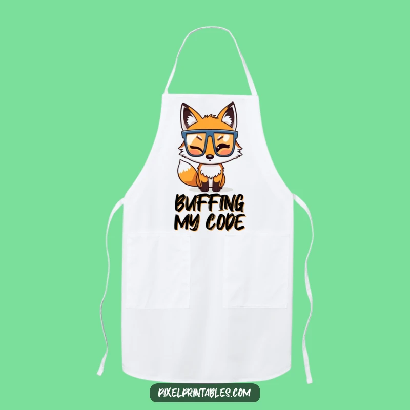 Funny Pixel Fox Apron: Witty Kitchen Fun for Gamers