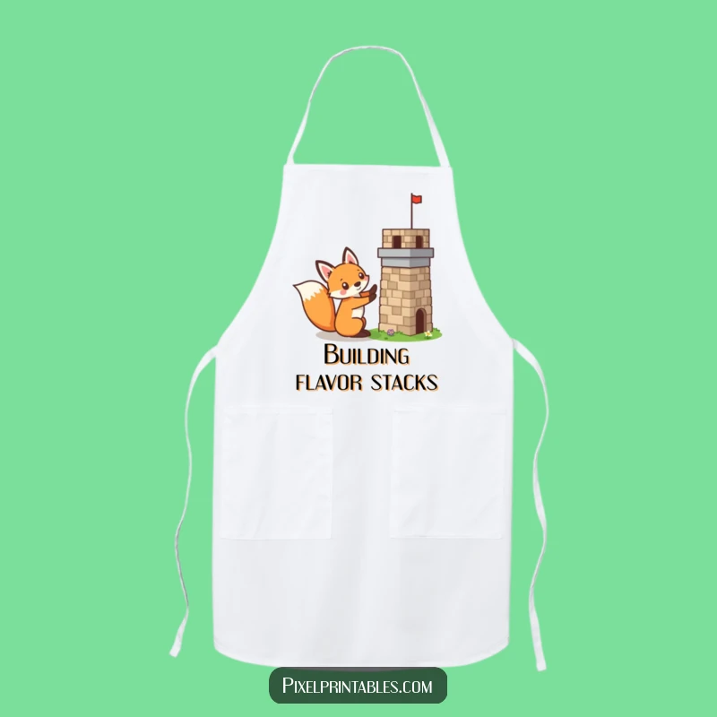 Funny Pixelated Fox Apron: Creative Cooking with a Mischievous Pixel Builder