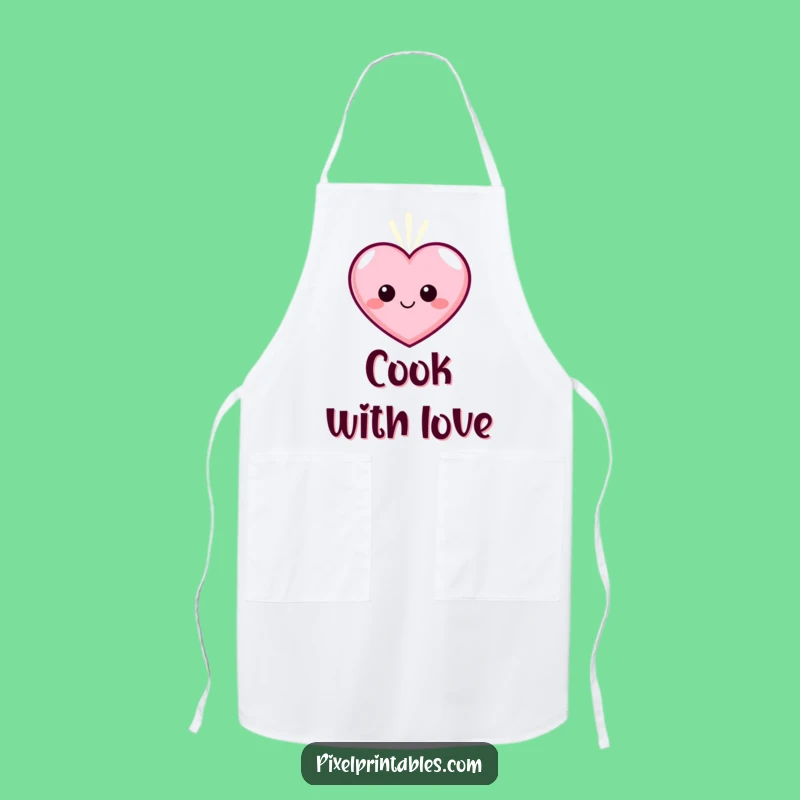 Funny Pixel Heart Apron - Cook with Love, Perfect Kitchen Gift!