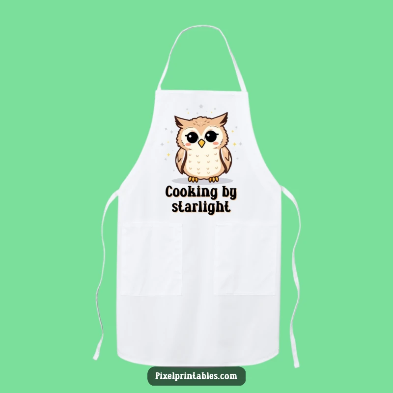 Funny Pixelated Owl Star Map Apron Cook Up Cosmic Creations with Geeky Style