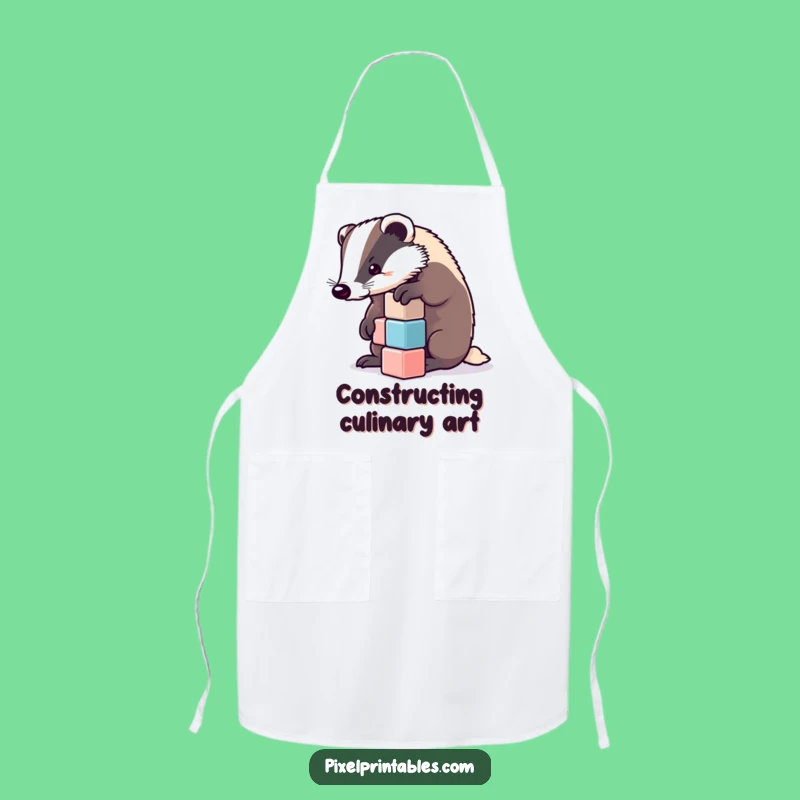 Funny Determined Badger Cube Apron - Chef's Funny Gift for Builders
