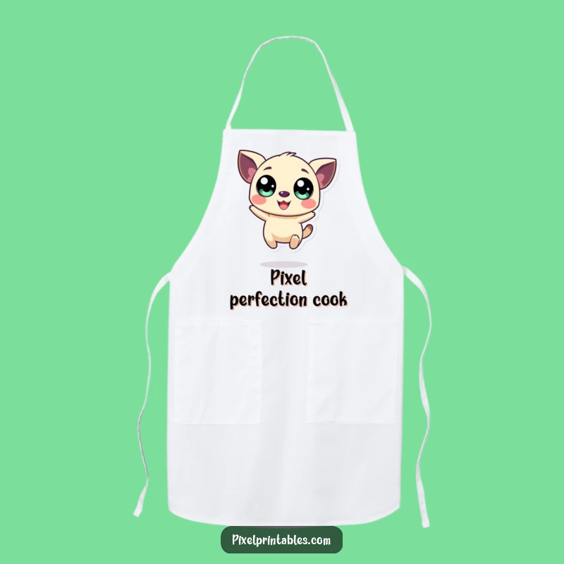 Funny Pixel Creature Apron - Retro Kitchen Fun Gift!