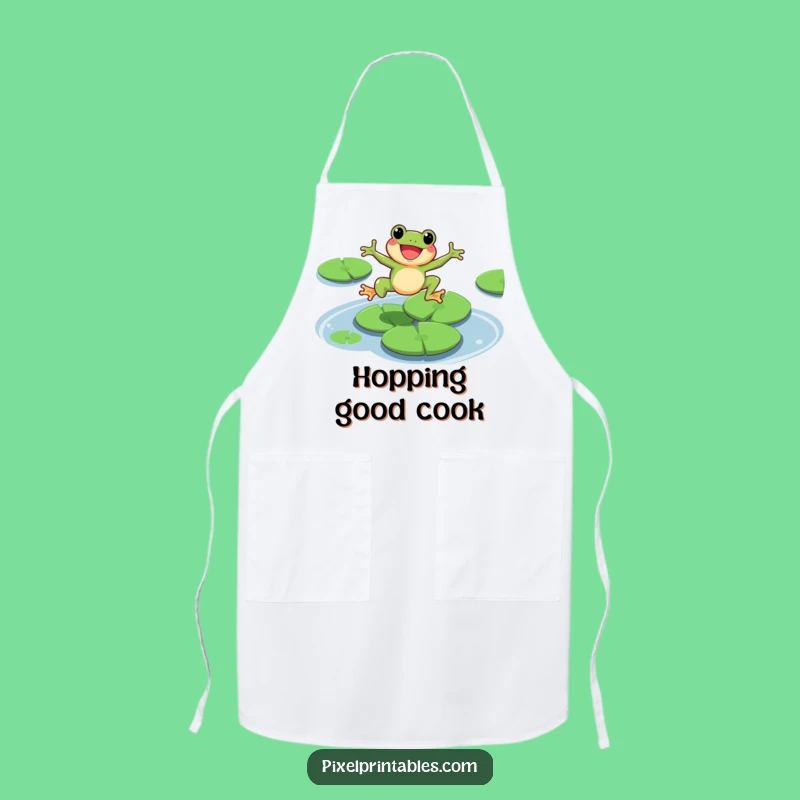 Funny Pixel Frog Apron: Chef's Leaping Character Kitchenware, Perfect Funny Gift