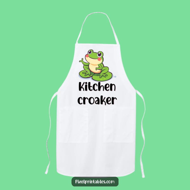 Funny Pixel Frog Apron: Whimsical Kitchen Fun for Chefs