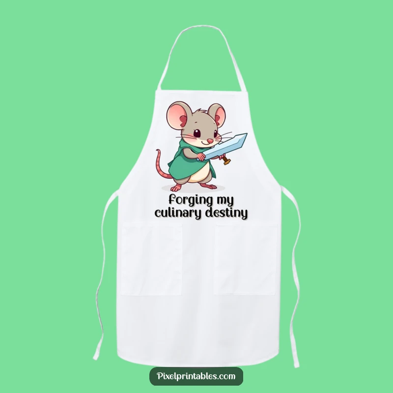 Funny Pixel Mouse Sword Apron - Curious Crafter Kitchen Wear
