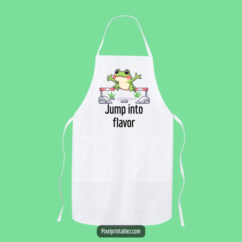 Funny Pixelated Frog Jump Apron Cook with Retro Gaming Spirit and Style