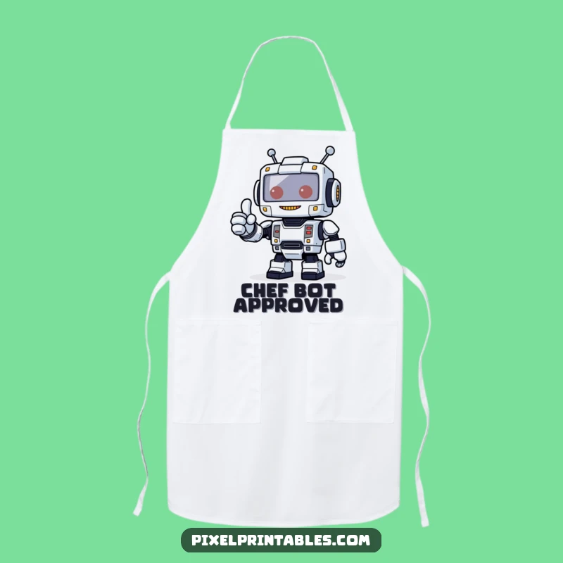 Funny Robot Thumbs Up Apron - Kitchen Tech Approval Gift!