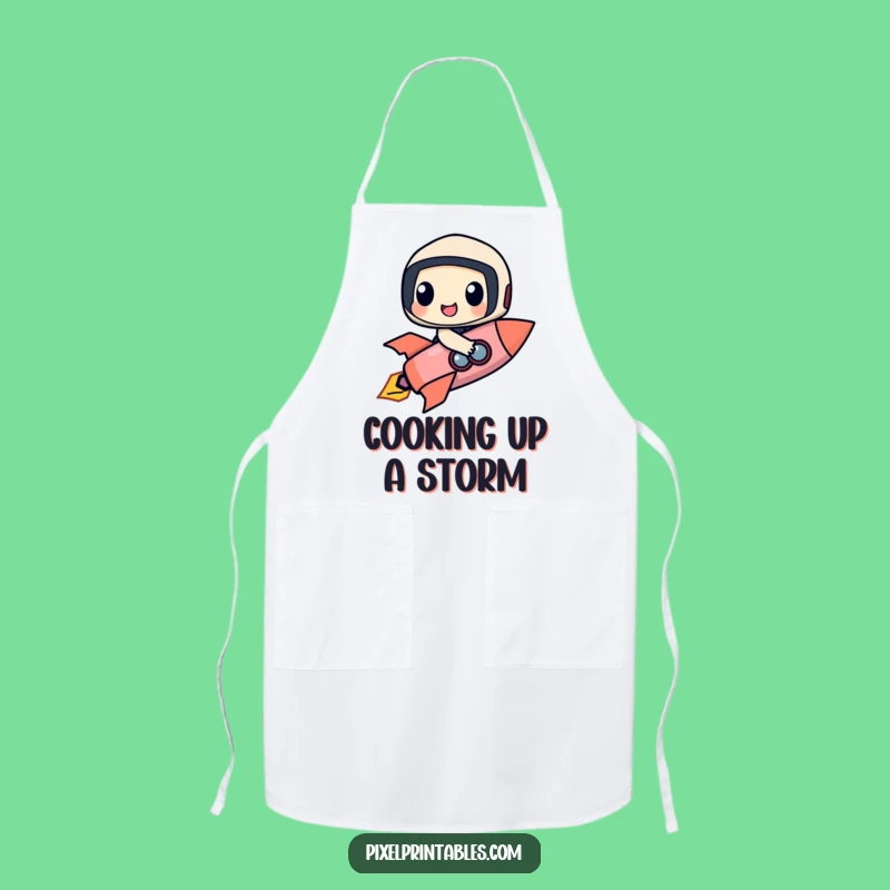 Funny Rocket Rider Apron: Happy Chef's Cosmic Kitchen Adventure Gift