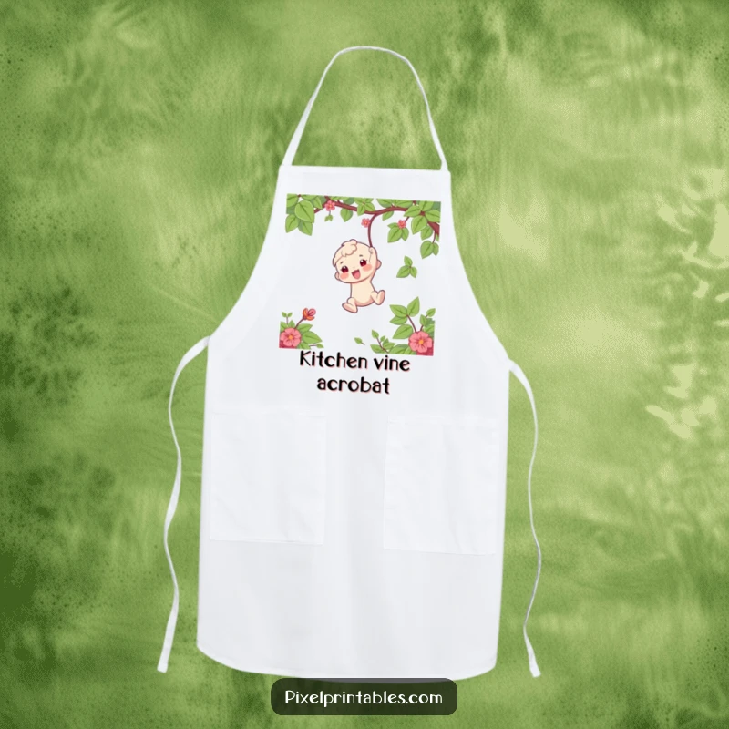 Funny Apron: Character swinging from a vine, bringing playful energy and humor to the kitchen, a great funny gift.