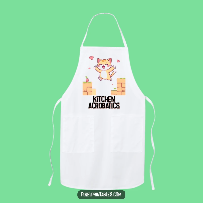 Gamer's Funny Cat Platform Apron: Cook & Play, Clever Funny Gift