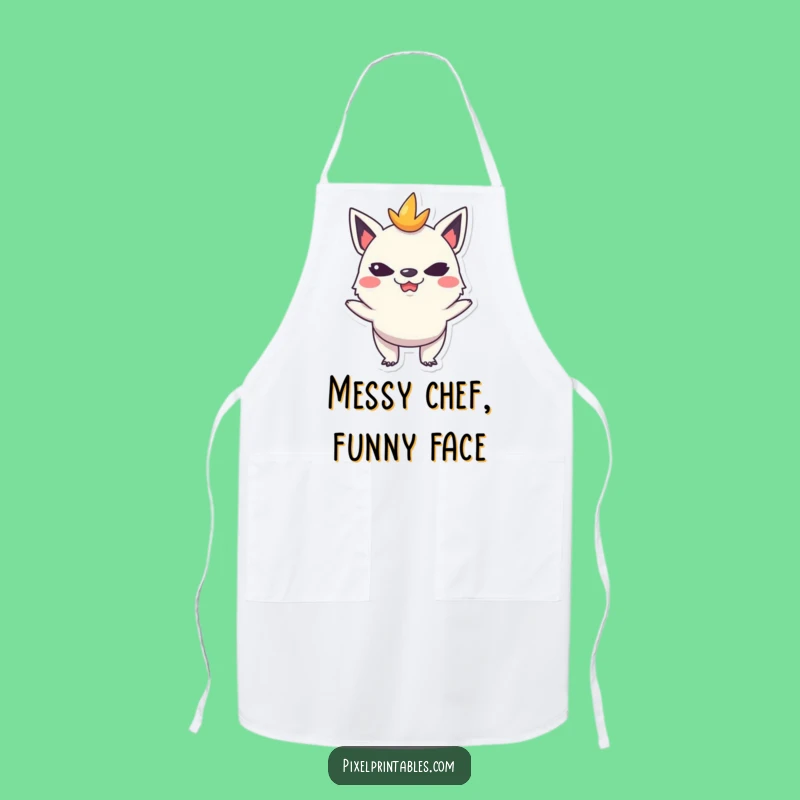 Funny Pixel Creature Apron: Kitchen Mischief Maker