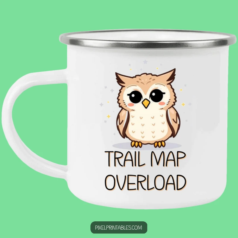 Durable Funny Pixelated Owl Star Map Camping Mug for Cosmic Campfire Adventures