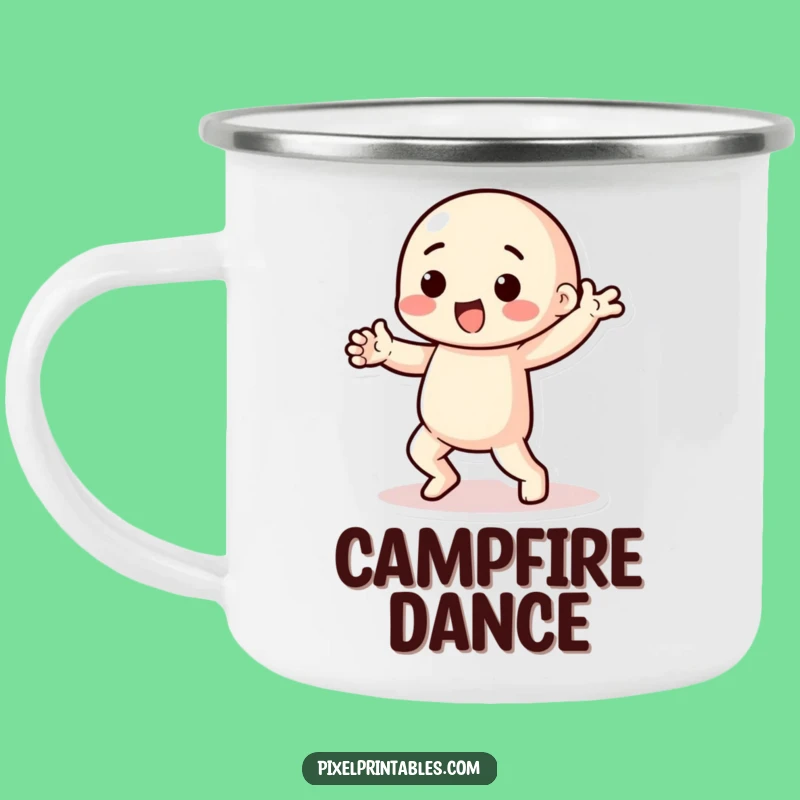 Funny Pixel Dancer Camping Mug: Playful Character's Dance Adventure Gear