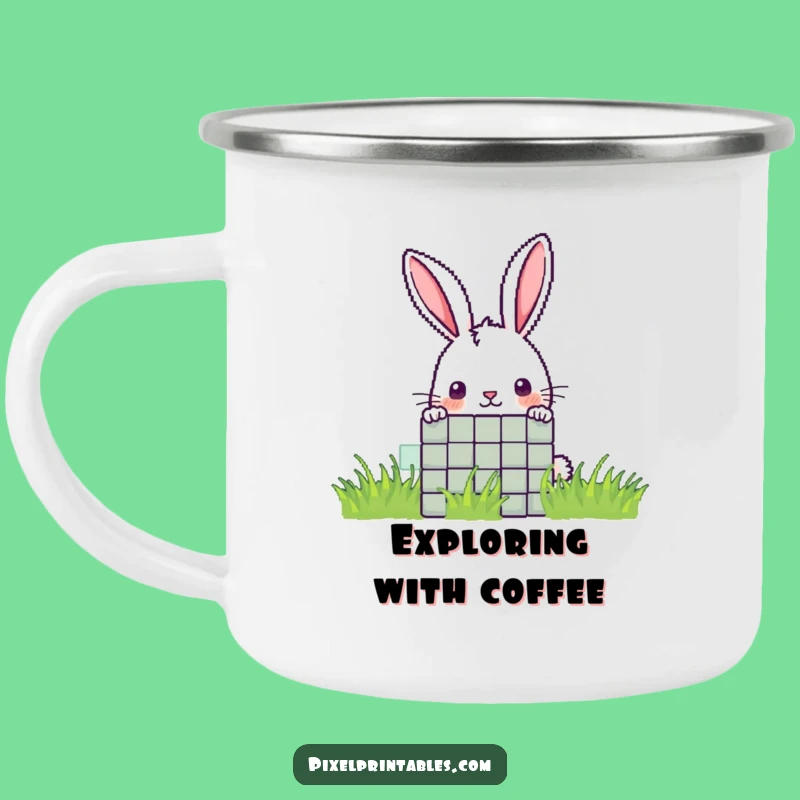 Funny Pixel Rabbit Camping Mug: Adventure Peek for a Cool Funny Gift