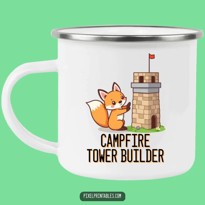 Funny Pixelated Fox Camping Mug: Trail Builds for Pixel Art Adventurers