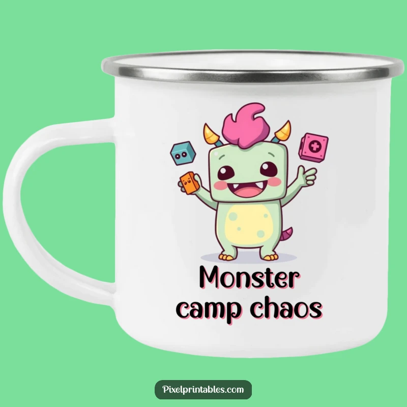 Funny Juggling Monster Camping Mug, Game Under the Stars
