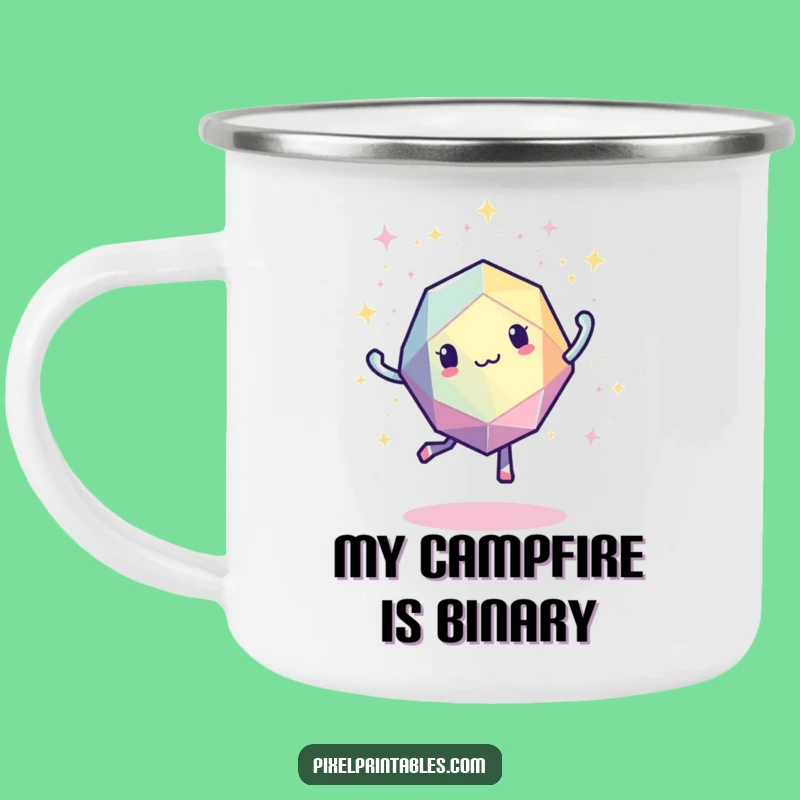 Funny Pixelated Geometric Shape Dancing Camping Mug - Retro Adventure Cup