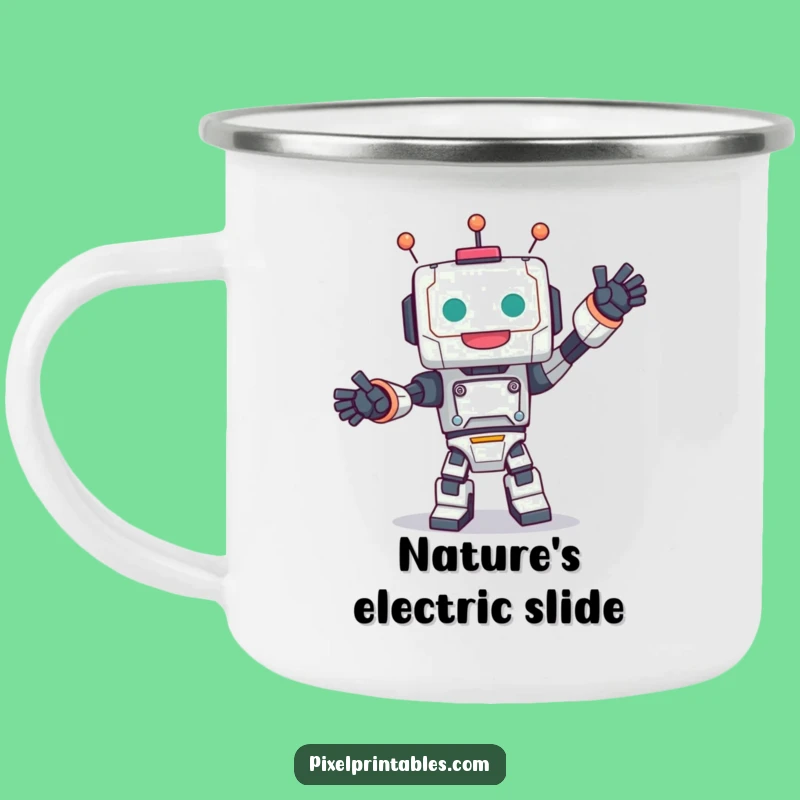 Funny Robot Dance Camping Mug - Outdoor Character Cheer
