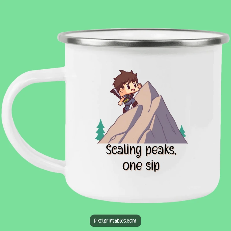 Funny Pixel Mountain Camping Mug: Your Outdoor Adventure's Funny Companion Gift