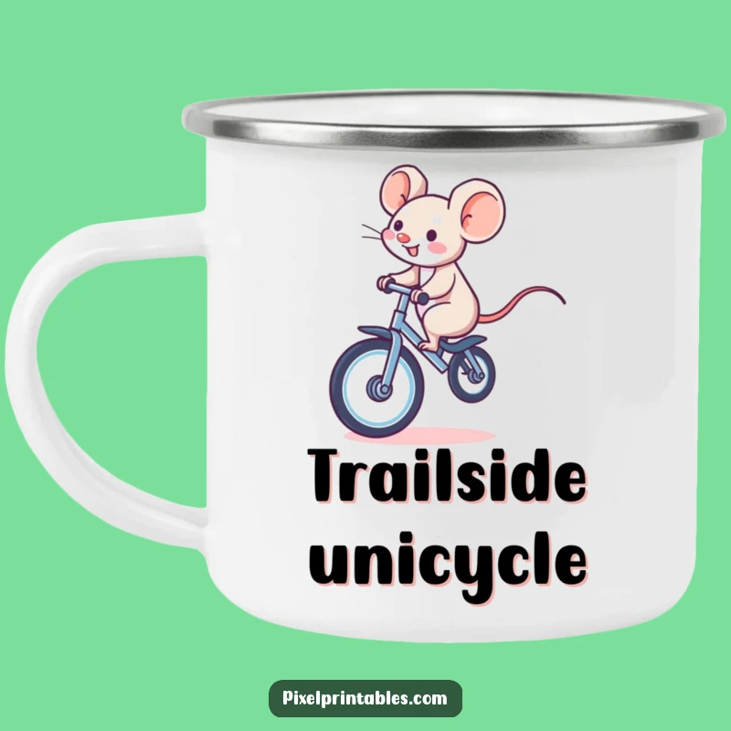 Funny Pixel Mouse Unicycle Camping Mug: Durable Retro Drinkware, Cool Funny Gift