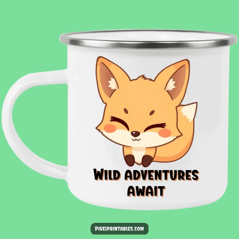 Adventure-Ready Funny Pixel Fox Camping Mug: Sly Wink Cup, Perfect Gift