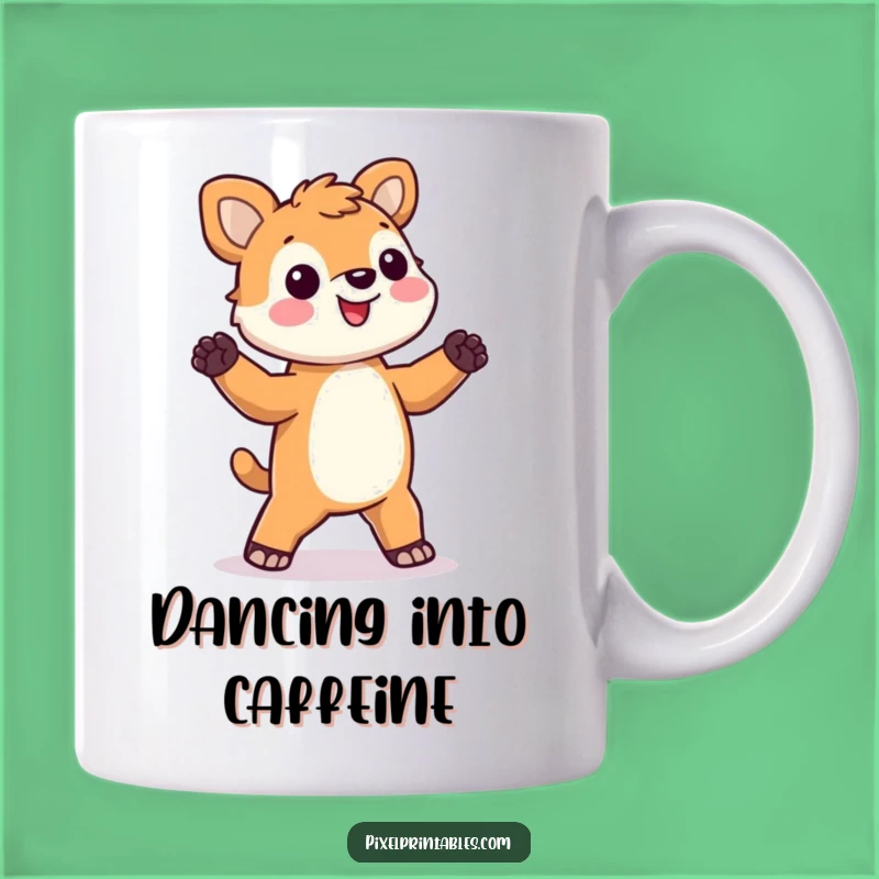 Funny Pixel Animal Mug: Silly dancing pixel animal illustration, perfect gift!