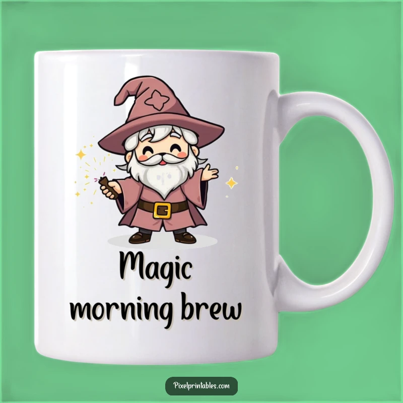 Funny Block Wizard Mug: Sparkly Spell Casting Character, Perfect Funny Gift