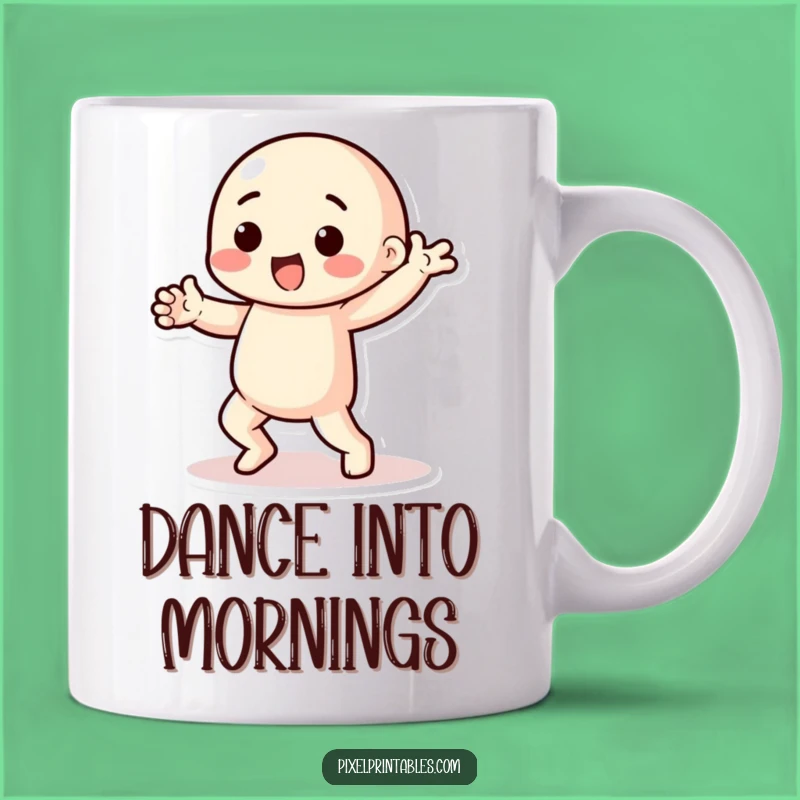 Funny Pixel Dancer Mug: Playful Character's Chunky Dance Moves, Great Gift