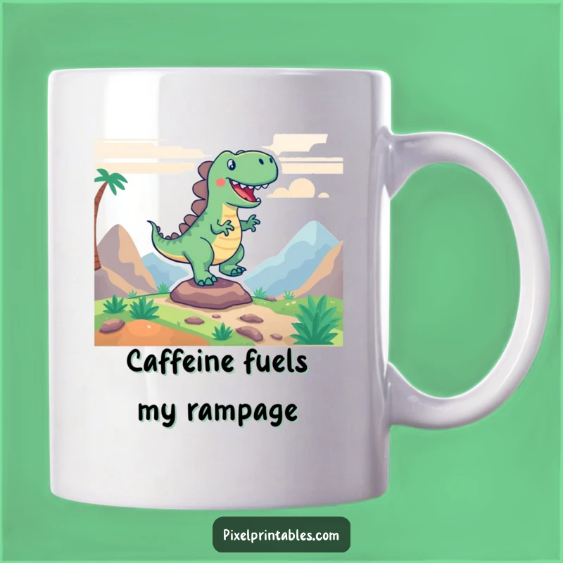 Funny Pixel Dino Stomp Mug - Exciting Dinosaur Gift for Gamers