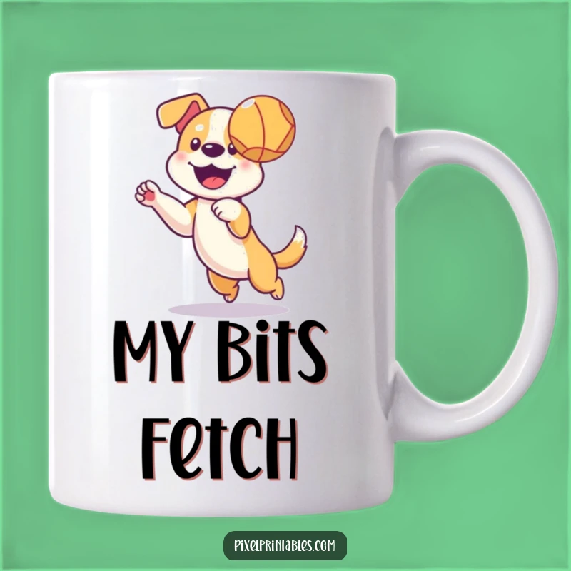 Funny Pixel Dog Ball Mug - Retro Gaming Dog Lover Gift