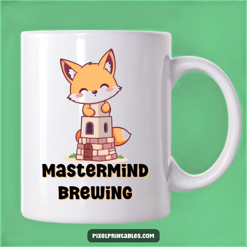 Funny Pixel Fox Tower Mug - A Playful Construction of Morning Humor Gift