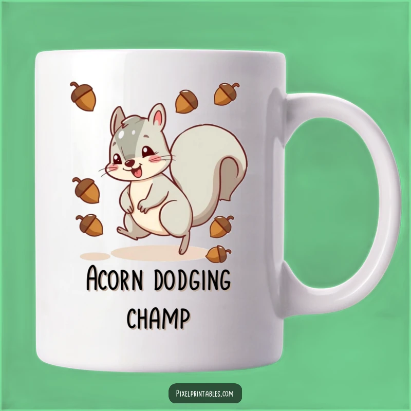 Funny Squirrel Pixel Acorn Dodge Mug - Hilarious Retro Gamer Gift!