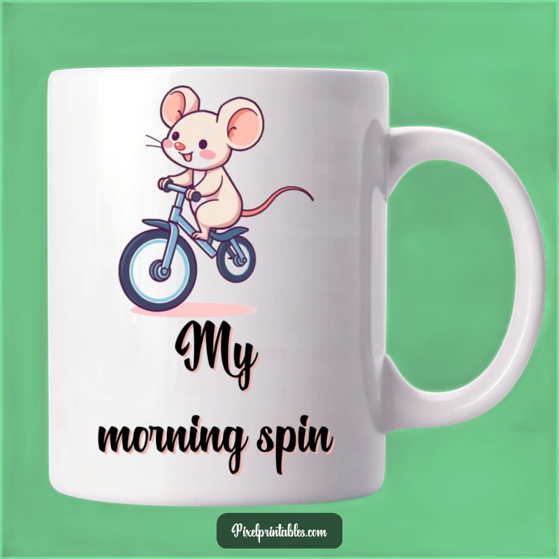 Funny Pixel Mouse Unicycle Mug: Whimsical Character, Perfect Funny Gift