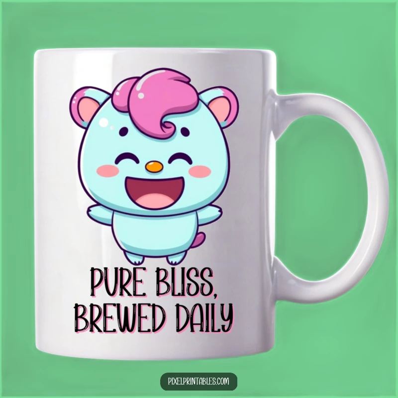 Funny Content Pixel Character Mug: Warm Smile Perfect Gift