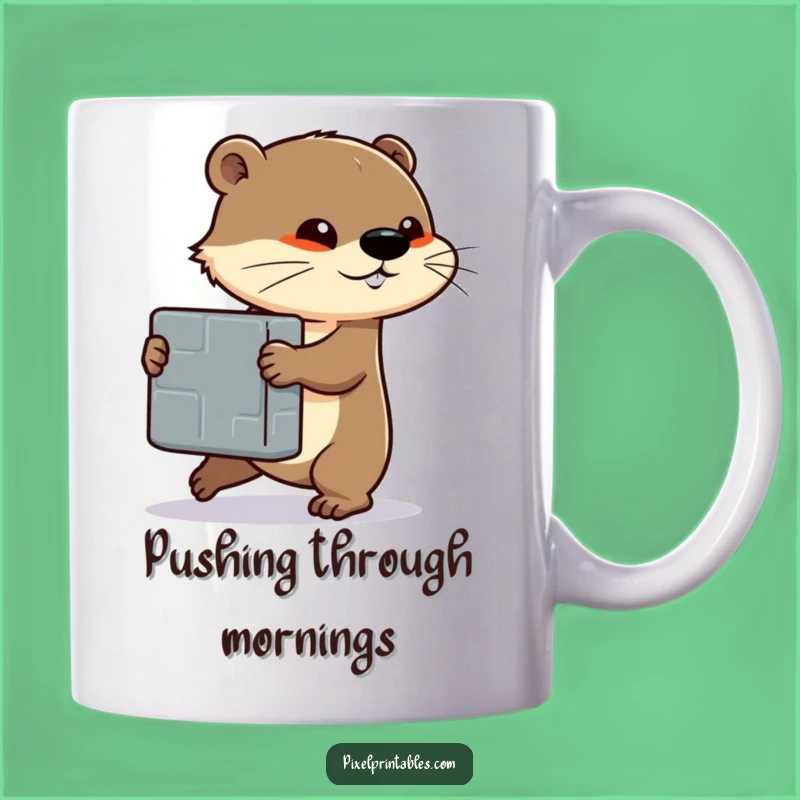 Funny Otter Block Push Mug: Determined Effort, Perfect Motivational Funny Gift