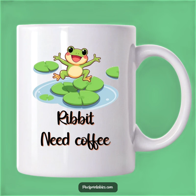 Funny Pixel Frog Mug: Happy Leaping Character, Perfect Funny Gift for Gamers
