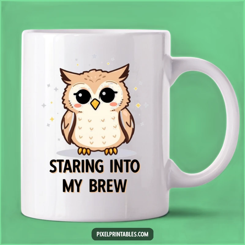 Funny Pixelated Owl Star Map Mug A Whimsical Gift for Stargazers and Geeky Friends