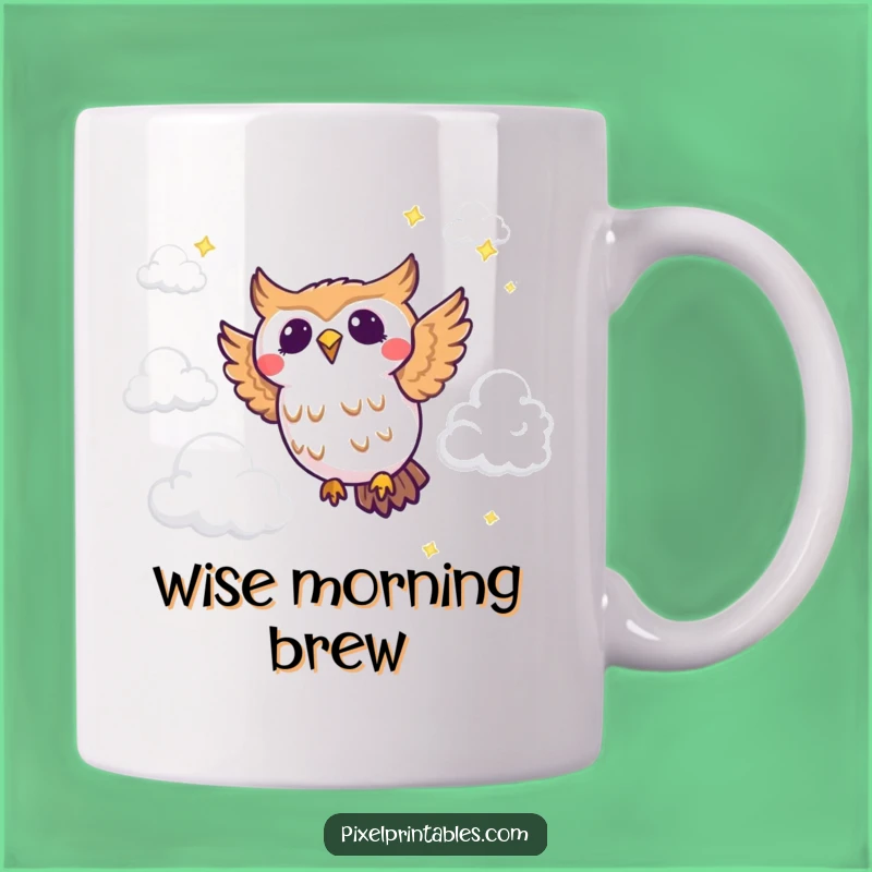 Funny Pixel Owl Mug: Joyous Flight for a Retro Funny Gift