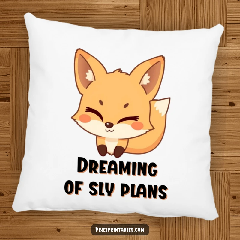 Funny Pixel Fox Pillow featuring a playful, pixelated fox winking mischievously, providing comfort and a touch of sly fun.