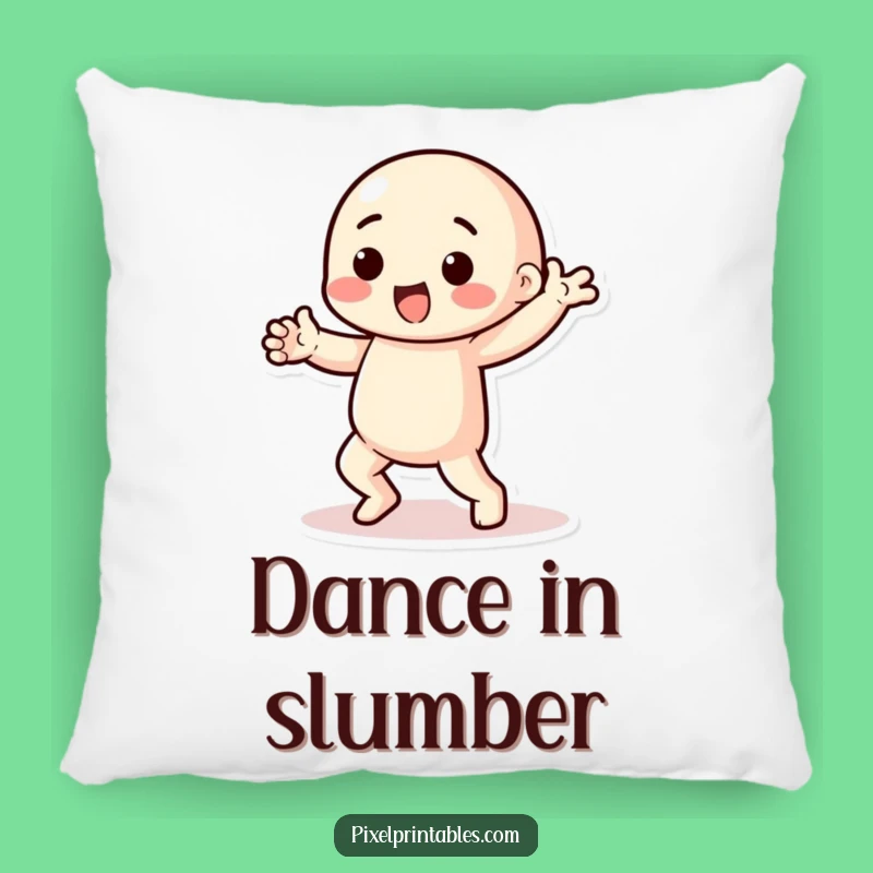 Funny Pixel Dancer Pillow: Playful Character's Dance Comfort Accent