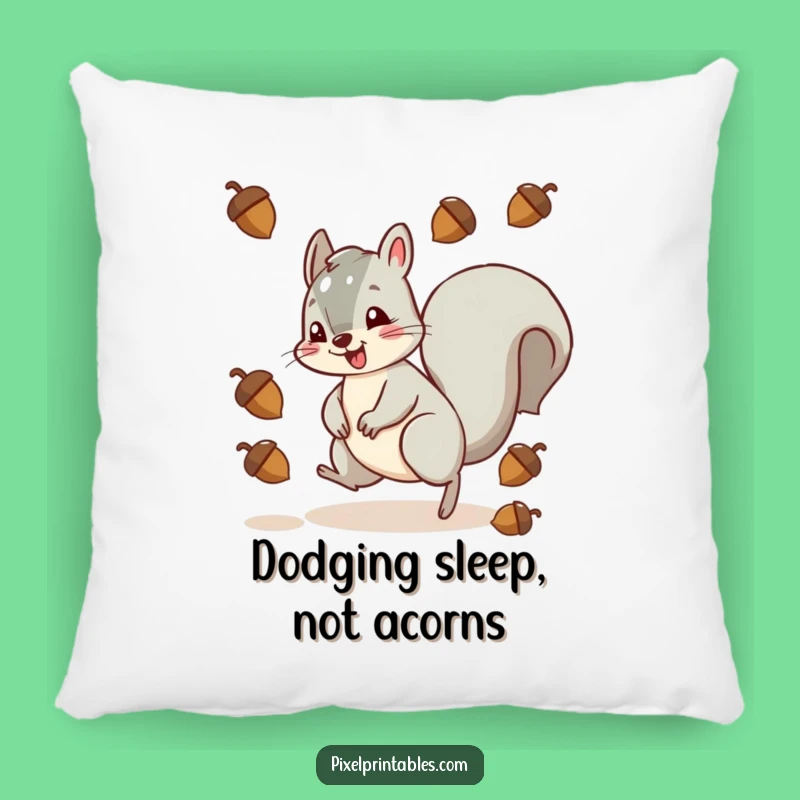 Funny Squirrel Pixel Acorn Dodge Pillow - Cozy Gamer Decor!