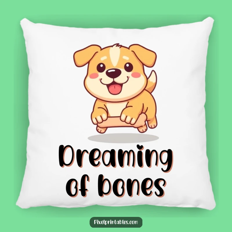 Funny Pixel Dog Pillow: Cozy Determined Chase, Motivation Decor
