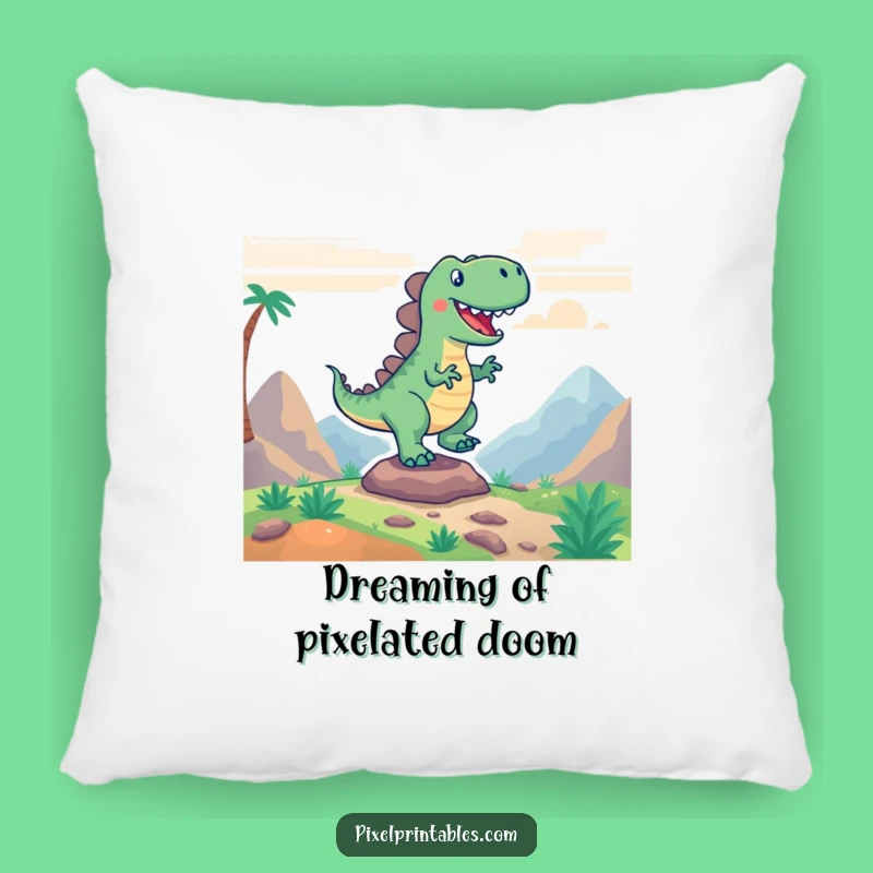 Funny Pixel Dino Stomp Pillow - Exciting Comfort for Gamers