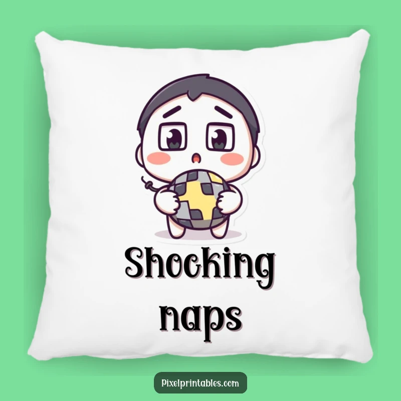 Funny Pixel Bomb Pillow: Surprised Character's Gaming Comfort Accent
