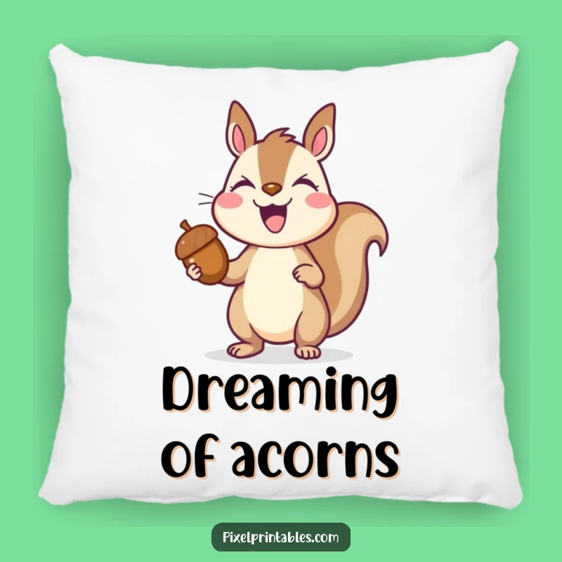 Funny Pixelated Squirrel Pillow: Cozy Triumphant Collector Accent for Gamers