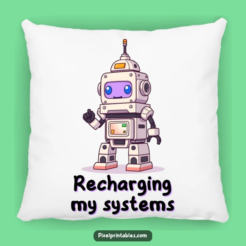 Funny Robot Pixel Art Pillow: Cuddle Up with Geeky Comfort!