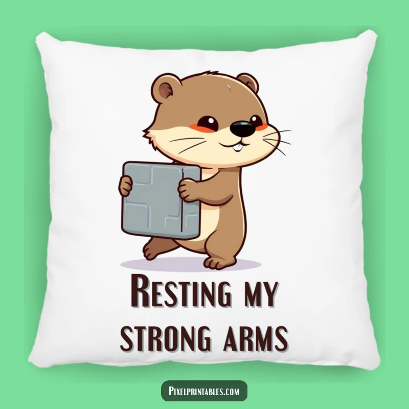 Comfy Funny Otter Block Push Pillow: Cozy Determination, Sweet Funny Gift