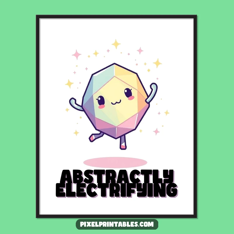 Funny Pixelated Geometric Shape Dancing Digital Art - Retro Wall Decor