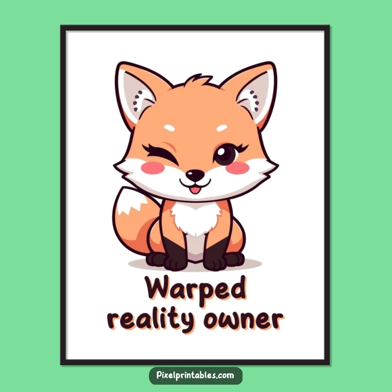 Funny Pixel Fox Digital Art: Retro Mischief with a Winking Character, Instant Funny Gift